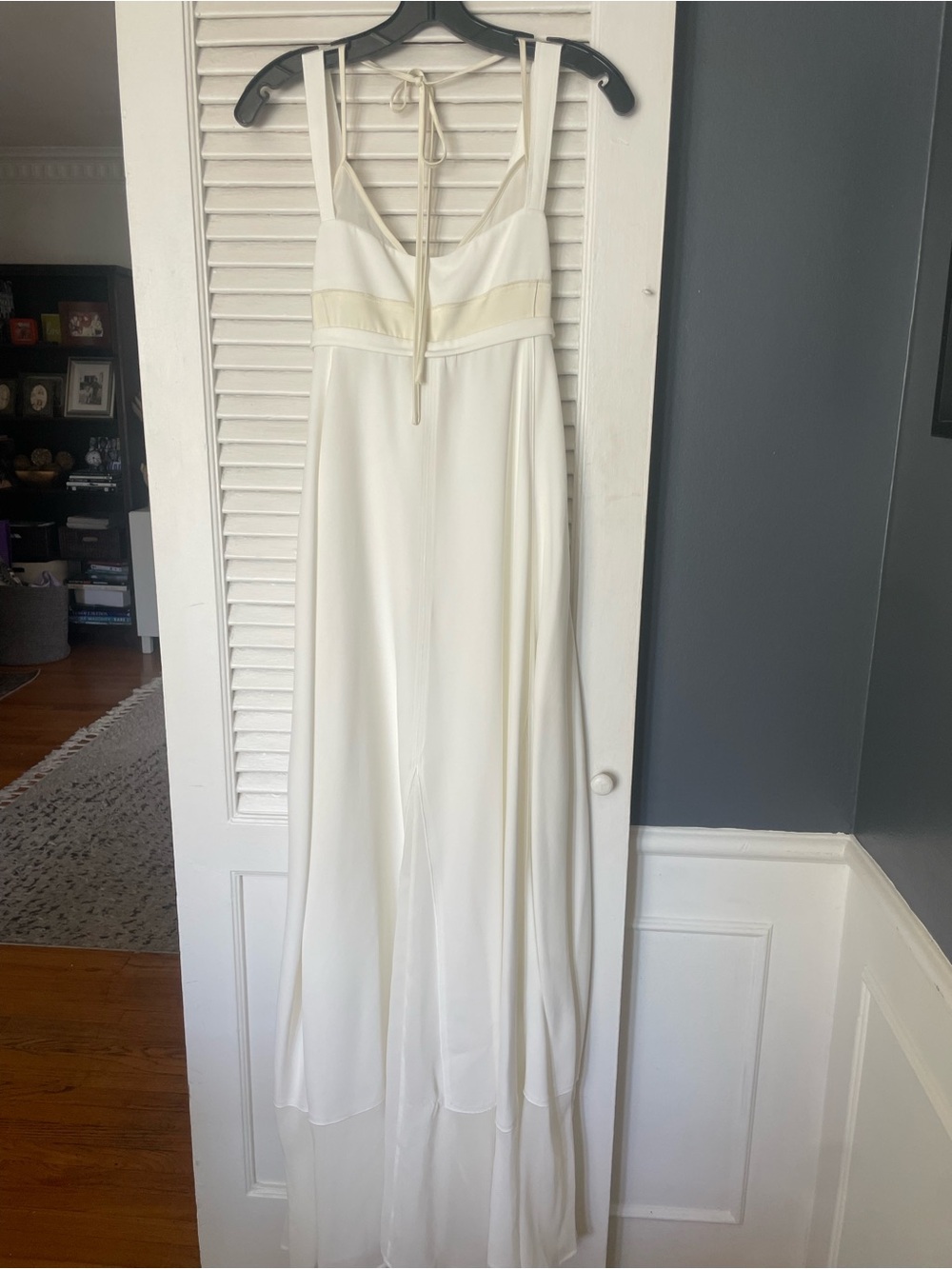 Ivory Halter Maxi Dress with Waist Tie - Picture 4 of 15
